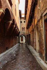General view of the downtown streets Bologna italy