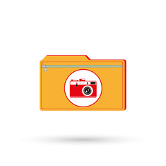 Electronic folder for files with images. Vector icon.