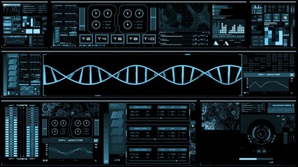 Light blue futuristic interface/Digital screen/Detailed abstract background. Blinking and switching indicators of command center computer,processing data, AI. - Powered by Adobe