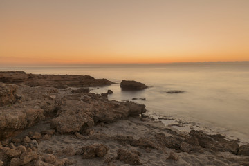The coast of Oropesa del Mar at a sunrise