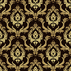 Luxury damask seamless Wallpaper for Design - gold on chocolate