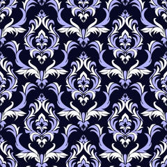 Seamless damask floral Wallpaper for Design. Combination Colors - blue and white