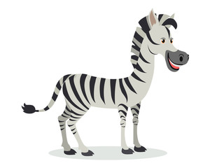 Fototapeta na wymiar Zebra Cartoon Icon in Flat Design