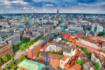 Hamburg aerial view from St Michael Church