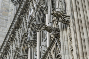 Detail of the Nidaros Cathedral (Nidarosdomen) in Trondheim, Norway.
