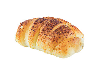 bread isolated on white background, selective focus (detailed close-up shot)