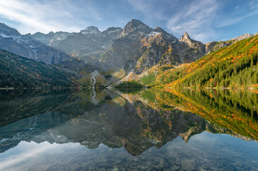 Fototapeta na wymiar Tatra mountains, Morskie Oko lake, fall morning, Poland