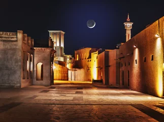 Foto op Canvas Night view of the streets of the old Arab city Dubai UAE © arbalest