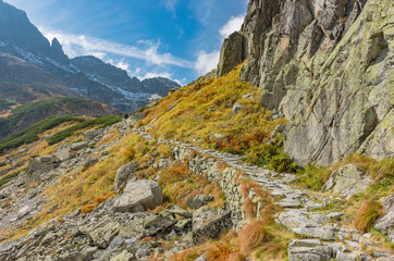 Tatra mountains, tourist trail, footpath made of stones
