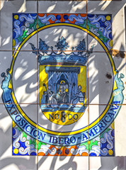 Famous ceramic decoration in Plaza de Espana. 