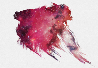 Cosmic Space Starry Brush Drawn Stroke Shape Art Poster Background