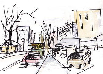 Instant sketch, delay on a traffic light,