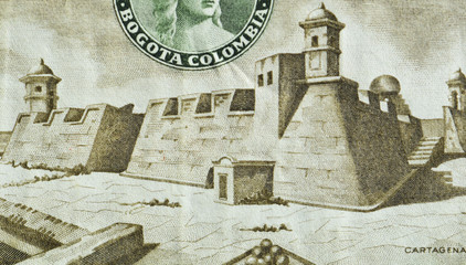 Cartagena de Indeas Colombian 5 pesos banknote 1978