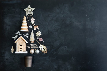 Christmas tree flat lay