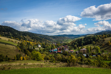 Fototapeta na wymiar Osturnia village at autumn in Tatra mountains, Slovakia