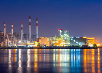 Fototapeta na wymiar The thermal power plant,Energy power station during twilight time.