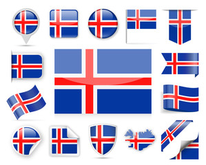 Iceland Flag Vector Set