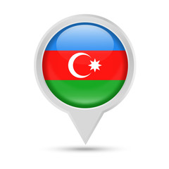 Azerbaijan Flag Round Pin Vector Icon