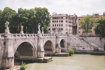 street art on bridge in Rome