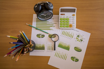 colorful graphs, charts, marketing research and business annual report background, management...