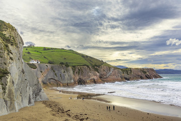 Itzurun beach is  known locally as the flysch at sunset near Zambia small town in Northern Spain