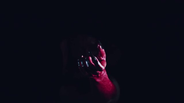 4k Horror Halloween Devil Gesturing with Hand