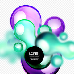 Glass bubbles on grey, modern techno liquid design