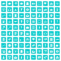 100 marketing icons set grunge blue