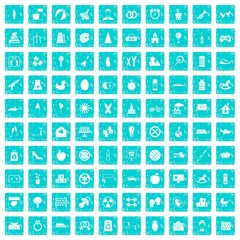 100 maternity leave icons set grunge blue