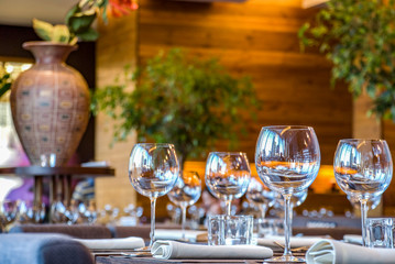 Glasses in a restaurant