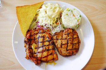 Steak on the table.