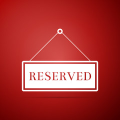 Reserved sign icon isolated on red background. Flat design. Vector Illustration