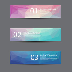 A set of vector banners with polygonal background