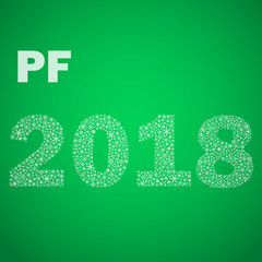 green happy new year pf 2018 from little snowflakes eps10