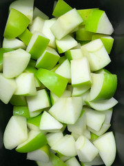 green apple dice into pieces for salads.