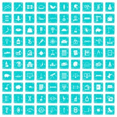 100 balance icons set grunge blue