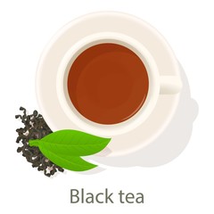 Black tea icon, cartoon style