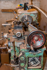 Plakat Old working lathe in production
