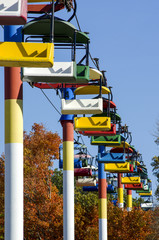 Cabins of a Gondola Lift of Various Colors