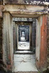 Fototapeta na wymiar ruins of Ta Prohm temple in Angkor Wat (Siem Reap, Cambodia),12th century,..