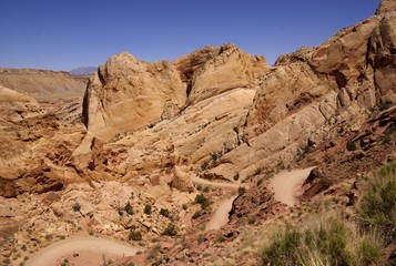 Burr Road Trail Switchbacks Down the Tilted Sandstone of the Grand Staircase