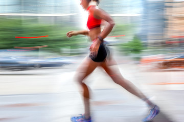 athlete runner on city street