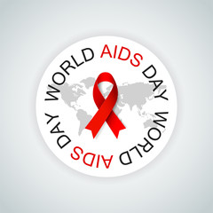 World AIDS Day. Red Ribbon Sign