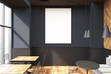 Gray coffee shop interior, poster