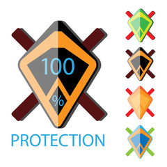 set of emblems futuristic shield on a white background