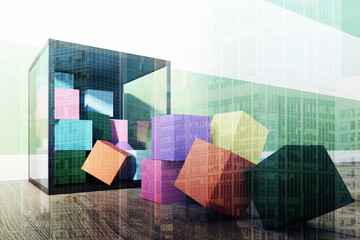 Children s colored building blocks, toned