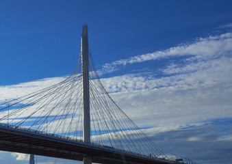 Obraz premium Cable bridge through western high-speed diameter in St. Petersburg.