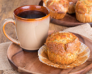 Lemon Poppy Seed Muffin and Cup of Coffee