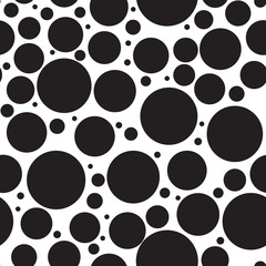 Polka dots seamless texture - simple vector background. Abstract background with black and white circles. Seamless pattern