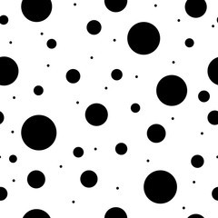 Polka dots seamless texture - simple vector background. Abstract background with black and white circles. Seamless pattern